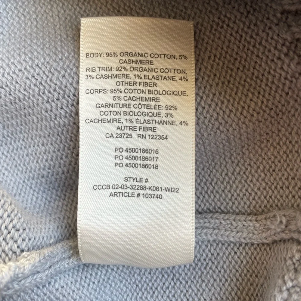 Sunday Best Aritzia Gray Cropped Mock Neck Sweater Small Cotton Cashmere